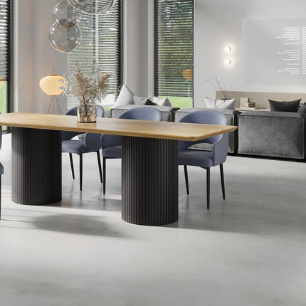 Oak Dining Table Steel Base 0109