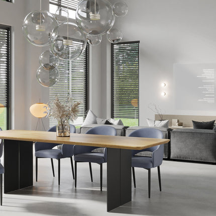 Solid Oak Dining Table Steel Leg 071