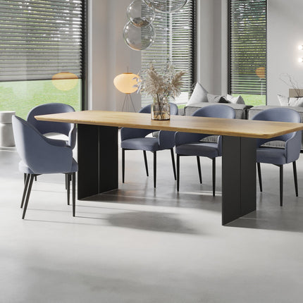 Solid Oak Dining Table Steel Leg 071