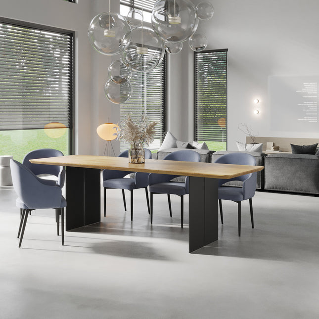 Solid Oak Dining Table Steel Leg 071