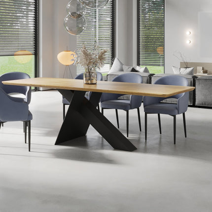 Oak Modern Dining Table with metal base 0110