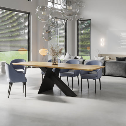 Oak Modern Dining Table with metal base 0110