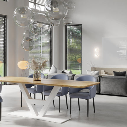 Solid Oak Dining Table Steel Leg 0111