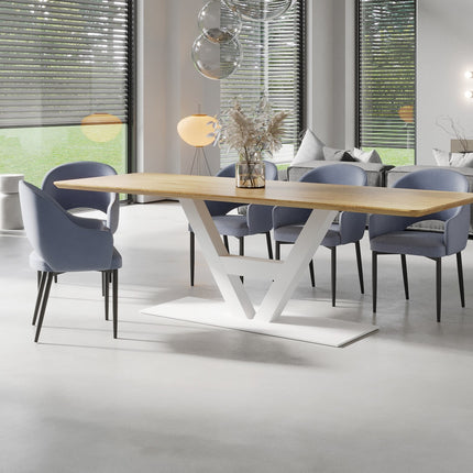 Solid Oak Dining Table Steel Leg 0111