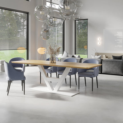 Solid Oak Dining Table Steel Leg 0111