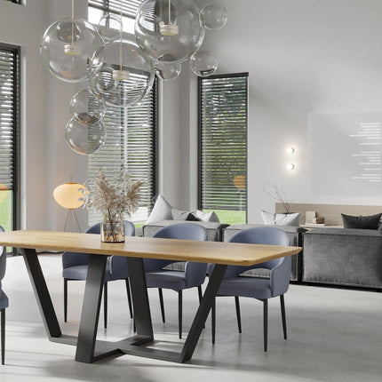 Solid Oak Dining Table Steel Leg 0112