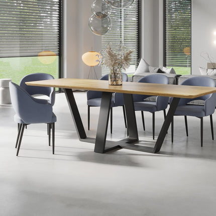 Solid Oak Dining Table Steel Leg 0112