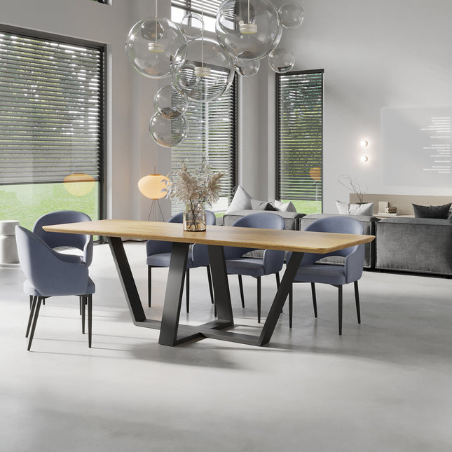 Solid Oak Dining Table Steel Leg 0112