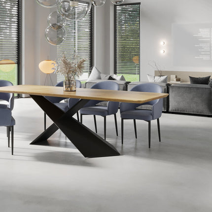Oak Dining Table Steel Base 0113