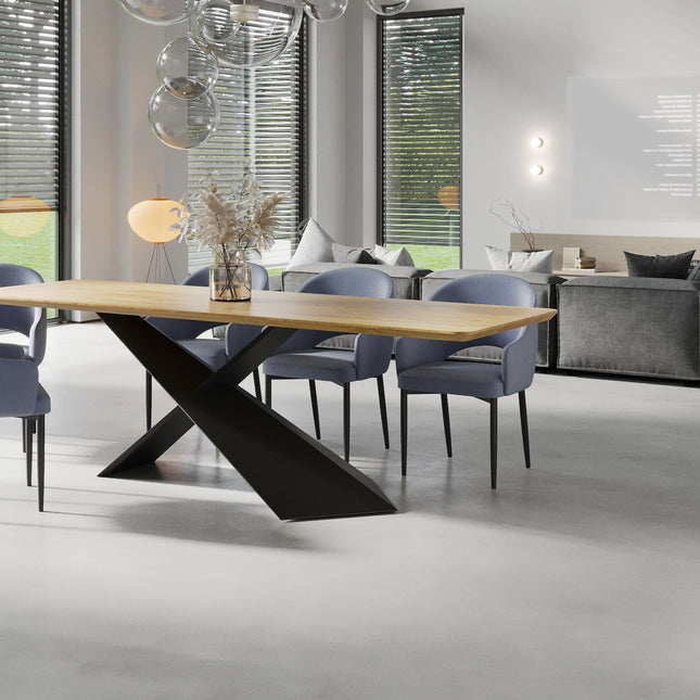 Oak Dining Table Steel Base 0113