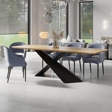 Oak Dining Table Steel Base 0113