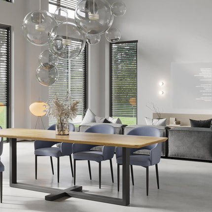 Solid Oak Dining Table Steel Leg 0114