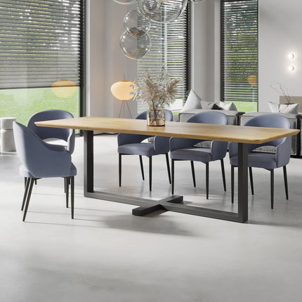 Solid Oak Dining Table Steel Leg 0114