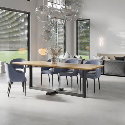Solid Oak Dining Table Steel Leg 0114