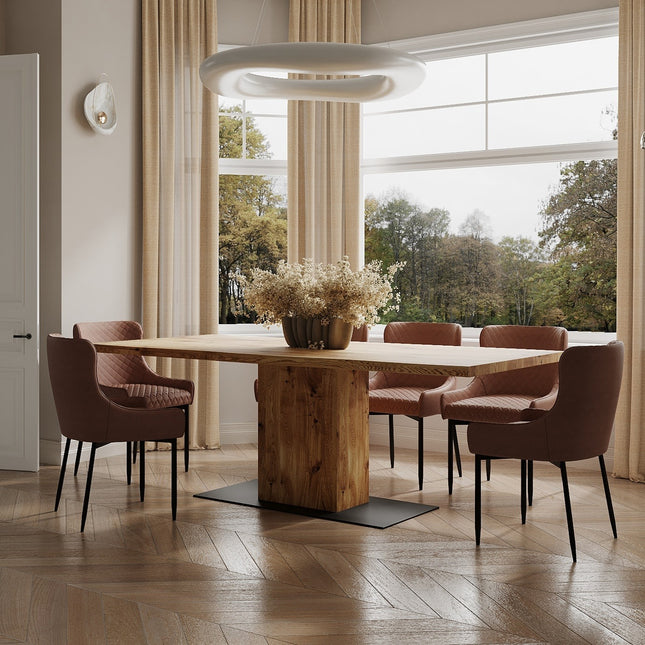 Solid Oak Dining Table Steel Leg 046