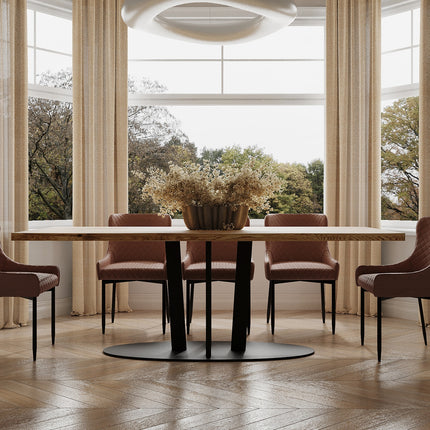 Solid Oak Dining Table Steel Leg 048