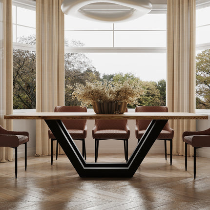 Solid Oak Dining Table Steel Leg 055
