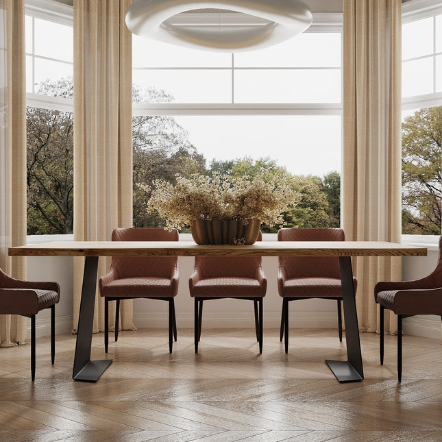 Solid Oak Dining Table Steel Leg 056