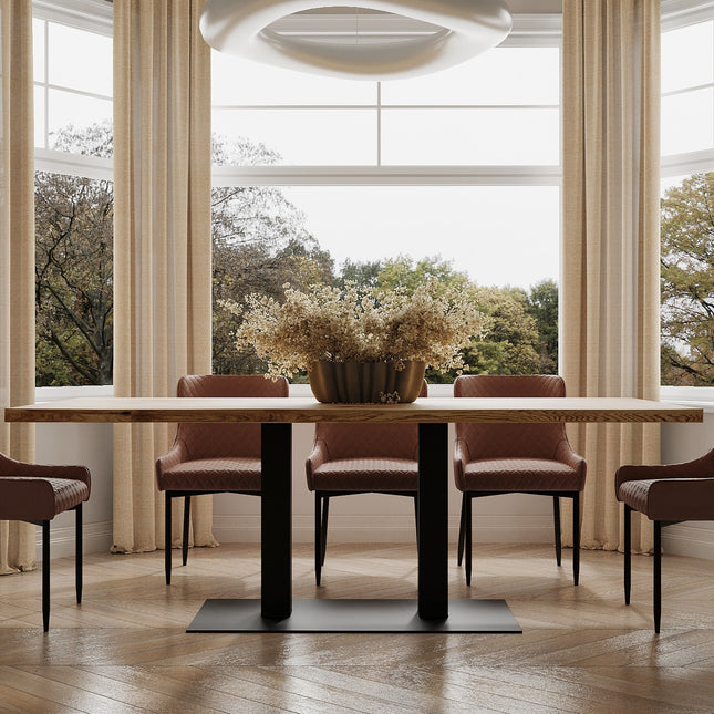 Solid Oak Dining Table Steel Leg 057