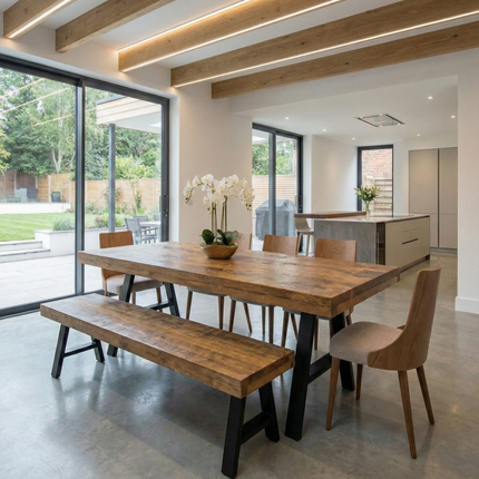 Grantham Thick Dining Industrial Dining Table A Frame Steel Legs