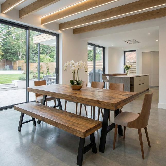 Grantham Thick Dining Industrial Dining Table A Frame Steel Legs