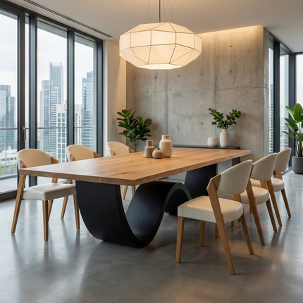 Oak Modern Dining Table Wave 061