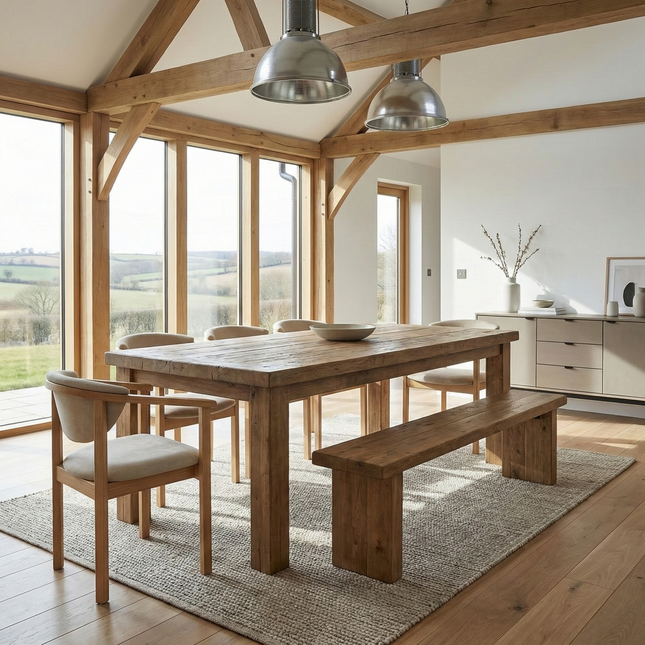 Santon Dining Table with Chunky Style Wooden Legs Handmade Rustic