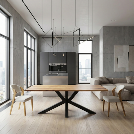 Oak Modern Dining Table Star Stel Base