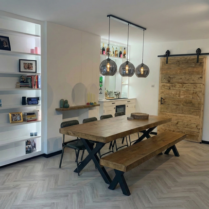 Extra Wide Dining Table Lincoln Dine Table Rustic Farmhouse Rustic Wood Chunky Metal Legs