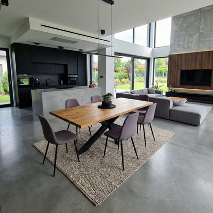 Oak Modern Dining Table Star Stel Base