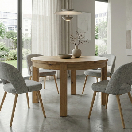 Oak Extendable Round Dining Table Mani