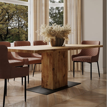 Solid Oak Dining Table Steel Leg 046