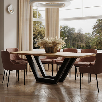 Solid Oak Dining Table Steel Leg 055