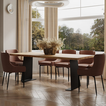 Solid Oak Dining Table Steel Leg 056