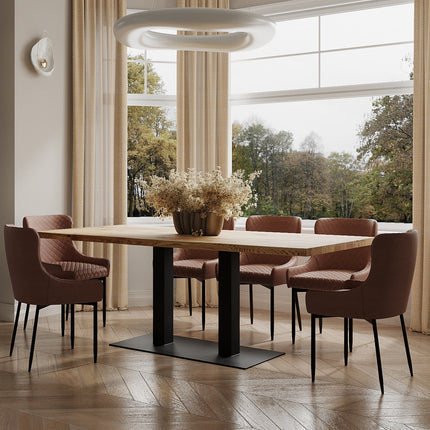 Solid Oak Dining Table Steel Leg 057