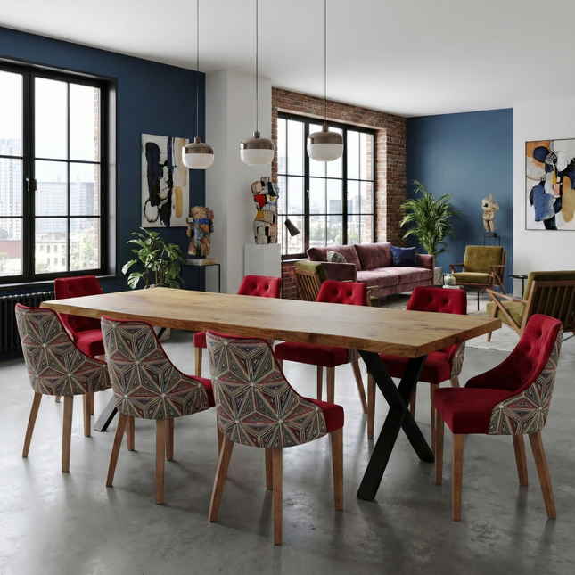 Wroot Dine Table Wooden Rustic Live Edge  Metal FRAME LEGS Cotswold