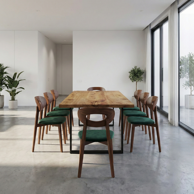 Brigg Dining Table Rustic Wood Straight Edge Steel Frame Legs Cotswold