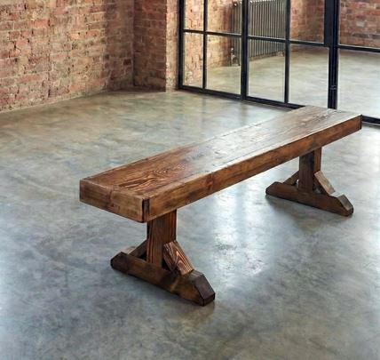 Clifford Bench Rustic Farmhouse –  X Wooden Base