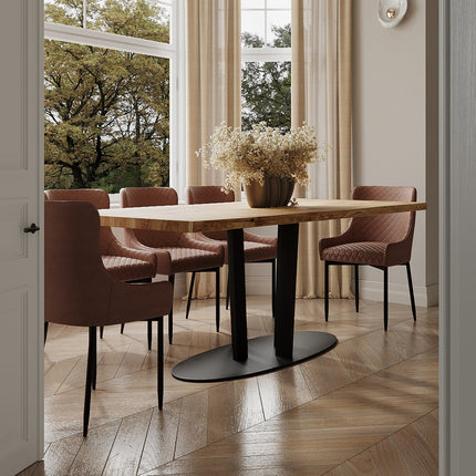Solid Oak Dining Table Steel Leg 048