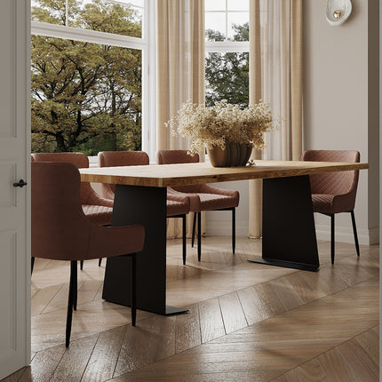 Solid Oak Dining Table Steel Leg 056