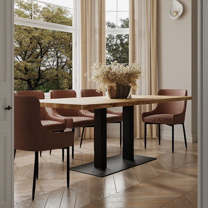Solid Oak Dining Table Steel Leg 057