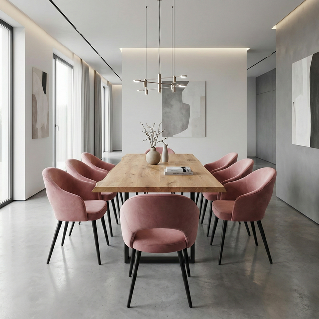 Solid Oak Dining Table Steel Leg Moffat