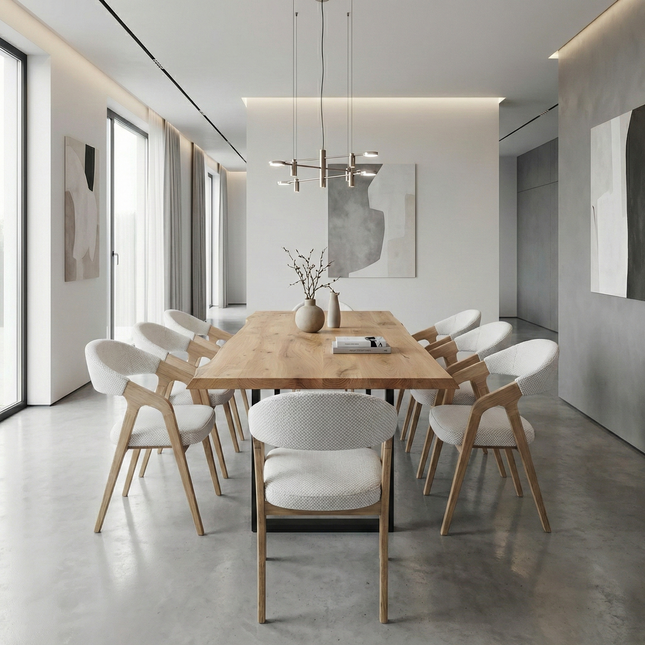 Solid Oak Dining Table Steel Leg Moffat