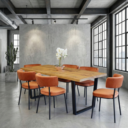 Barton Rustic Dining Table  Industrial Rustic Wood Steel Legs Cotswold