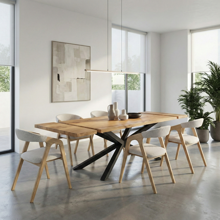 Solid Oak Extendable Dining Table with Spider Steel Base CLAR 094
