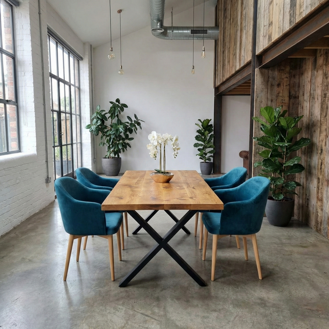 Barton Rustic Dining Table  Industrial Rustic Wood Steel Legs Cotswold