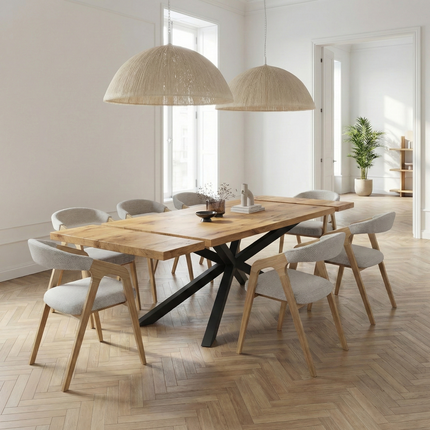 Solid Oak Extendable Dining Table with Spider Steel Base CLAR 094
