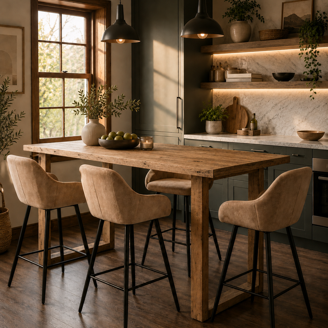 Brigg Straight Edge Breakfast Bar Square Wooden Legs