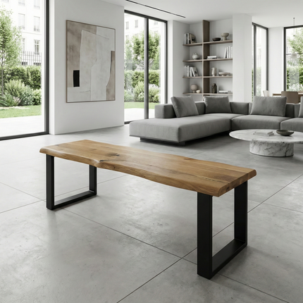 Solid Oak Dining Bench Steel Legs 0105