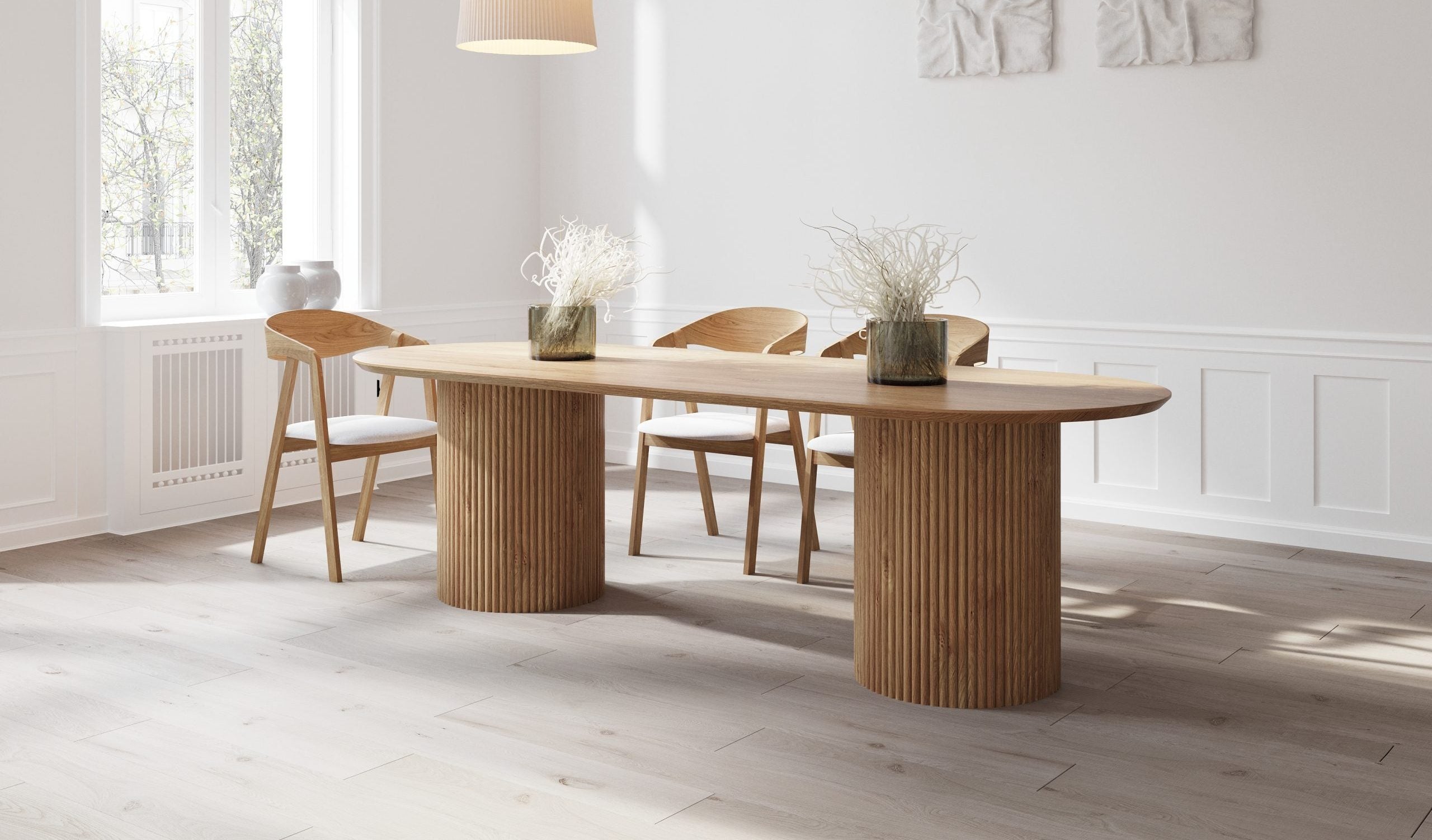 Table Multton Moulton Oak Dining Table Steel Base – Clar Furniture UK